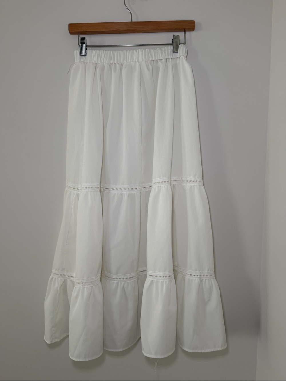 White Trim Tiered Maxi Skirt Size M/L - Picture 3 of 7